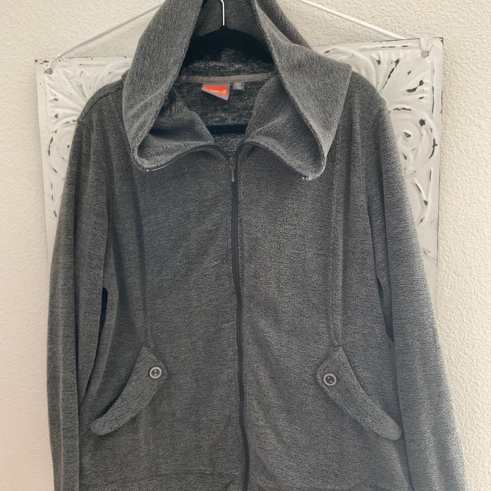 Merrell Women's Dark Gray Hooded Zip Fleece Jacket